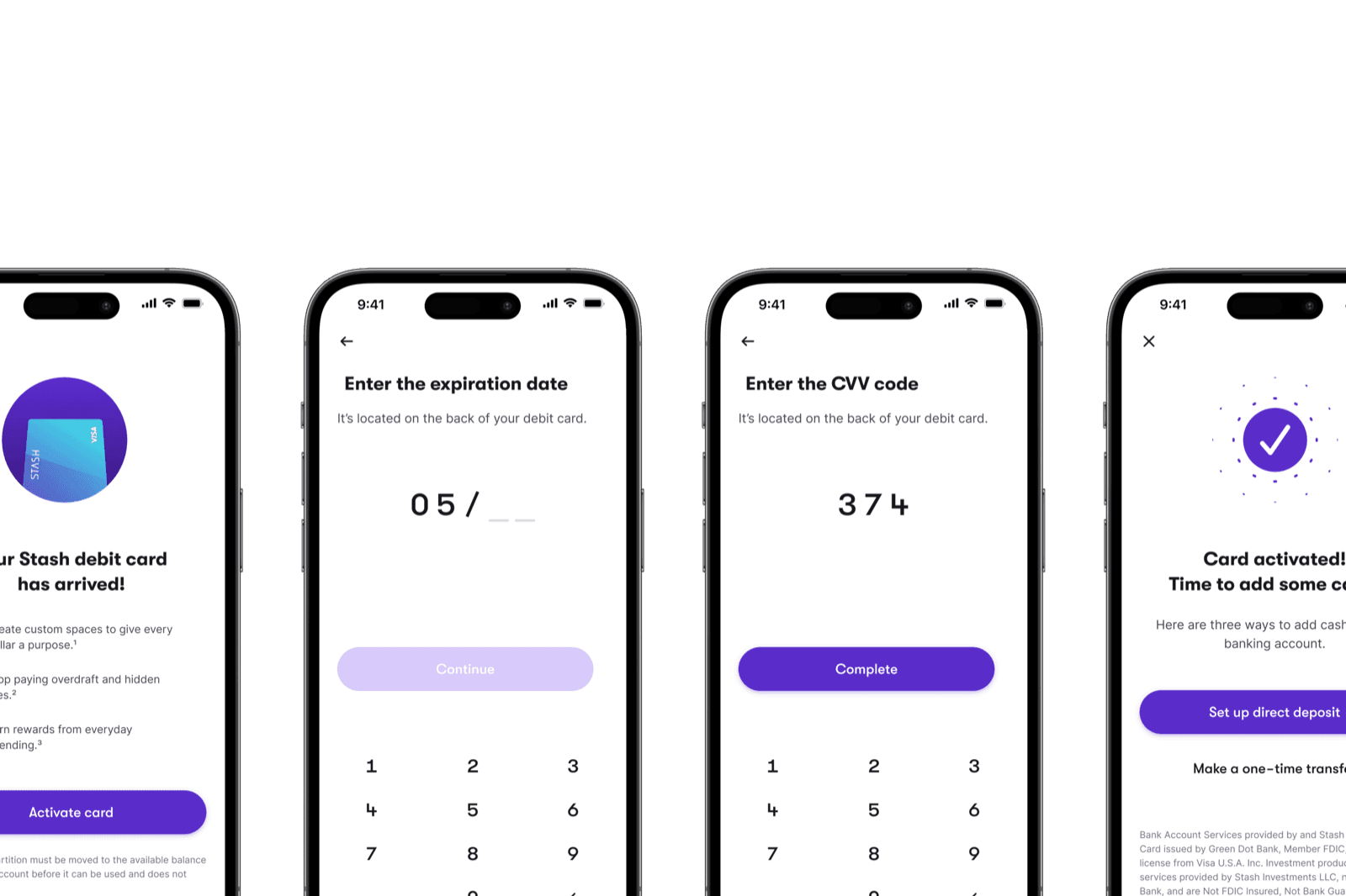 Card activation — Stash