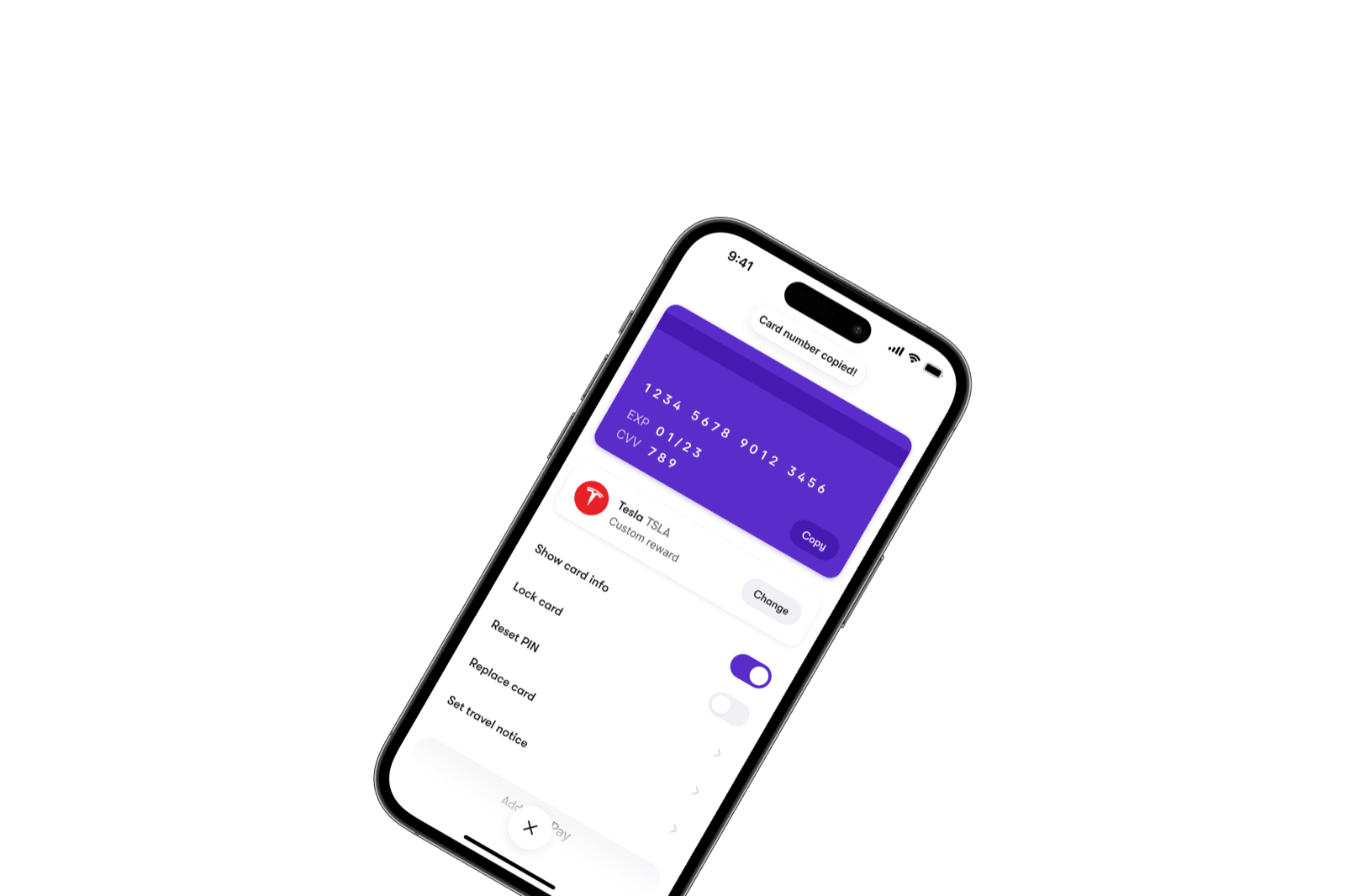 Card information — Stash