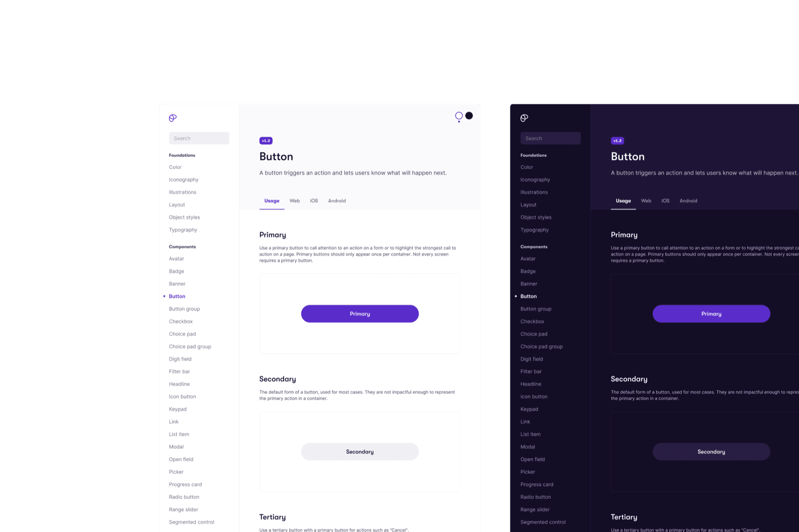 Design system docs — Stash